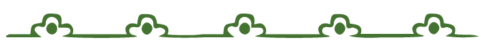 A repeating horizontal decorative border in a muted olive green color, featuring a stylized cloud-like motif with a small circular dot in the center of each shape.